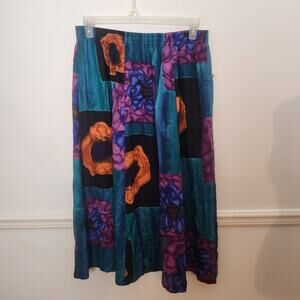 New Vtg Maren Skirt Sz 22 Womens Midi Boho Artsy Festival Abstract Floral Hippie